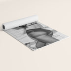 Romans!  Citizens!  Trolls!  Bad boyfriends!  Neo-conservatives we present to you The Birds of Springs humorous blond housewife giving the middle finger (the bird) black and white photograph - photography - photographs by Vitalik Radko Yoga Mat Gallery Image 2