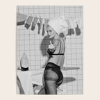 Romans!  Citizens!  Trolls!  Bad boyfriends!  Neo-conservatives we present to you The Birds of Springs humorous blond housewife giving the middle finger (the bird) black and white photograph - photography - photographs by Vitalik Radko Poster Gallery Image 4
