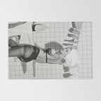 Romans!  Citizens!  Trolls!  Bad boyfriends!  Neo-conservatives we present to you The Birds of Springs humorous blond housewife giving the middle finger (the bird) black and white photograph - photography - photographs by Vitalik Radko Rug Gallery Image 2