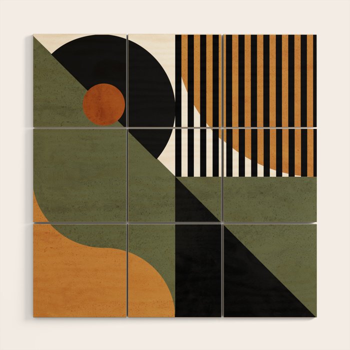 Bau Haus Mid Century 3 Wood Wall Art Gallery Image 1