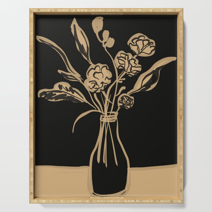 Minimalist Flowers In A Vase 5 Serving Tray Gallery Image 1