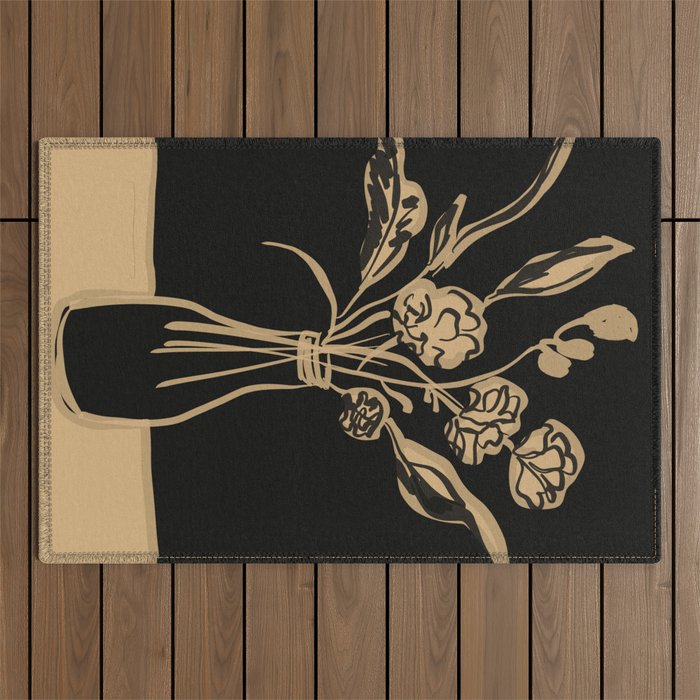 Minimalist Flowers In A Vase 5 Outdoor Rug Gallery Image 1