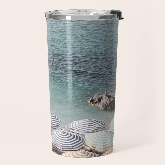 Seaside Patterns - Pastel Umbrella Coastal Print Travel Mug Gallery Image 2