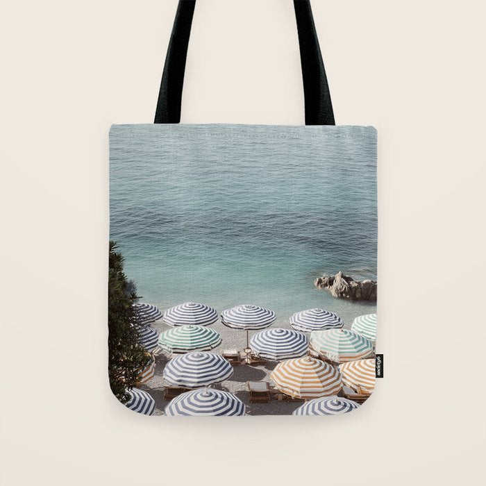 Seaside Patterns - Pastel Umbrella Coastal Print Tote Bag Gallery Image 1