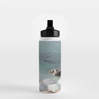 Seaside Patterns - Pastel Umbrella Coastal Print Water Bottle Gallery Image 2