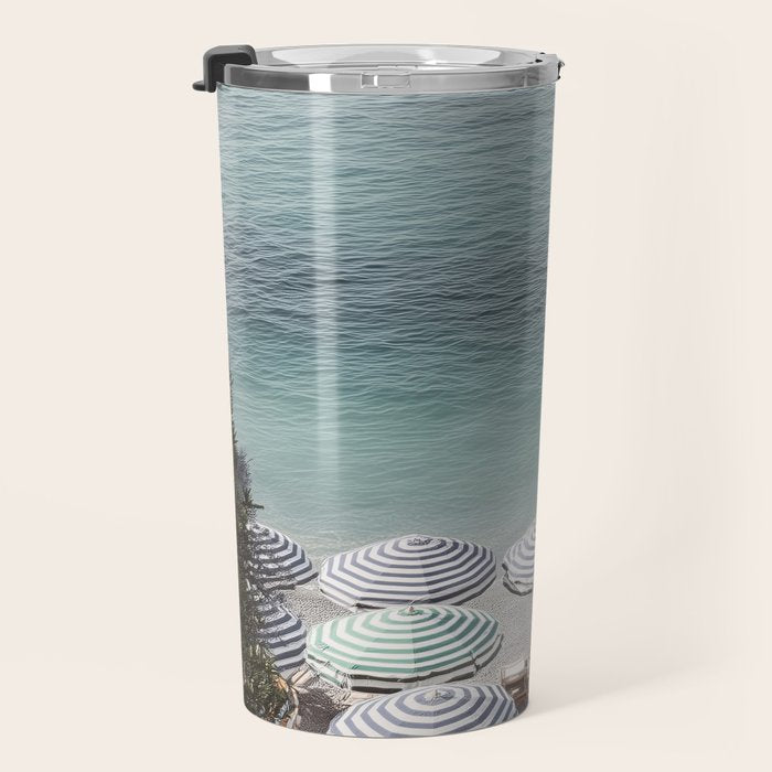 Seaside Patterns - Pastel Umbrella Coastal Print Travel Mug Gallery Image 3