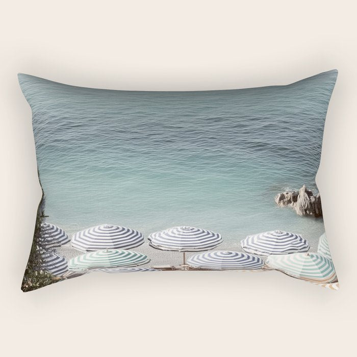 Seaside Patterns - Pastel Umbrella Coastal Print Rectangular Pillow Gallery Image 1
