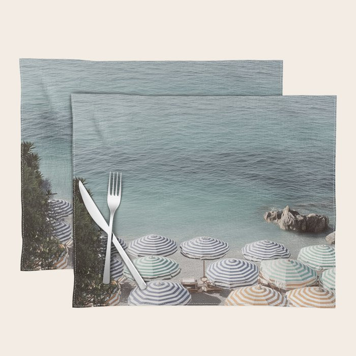 Seaside Patterns - Pastel Umbrella Coastal Print Placemat Gallery Image 1
