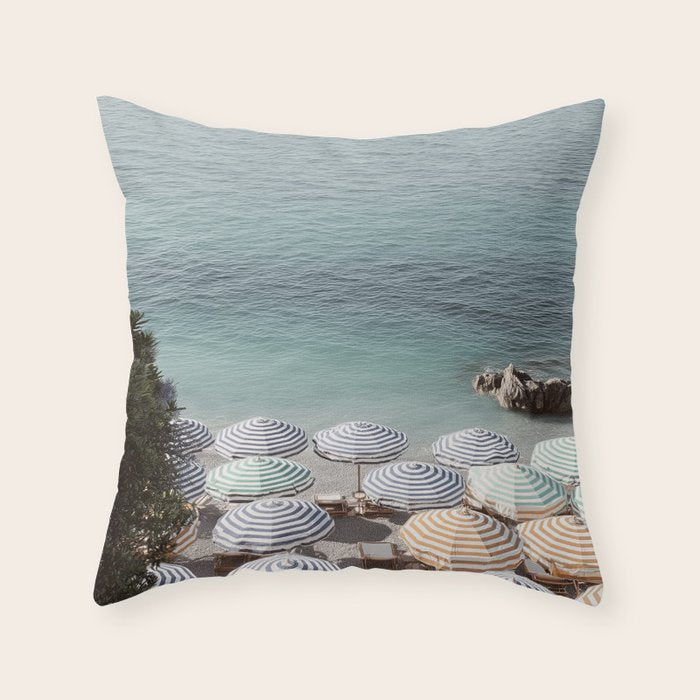 Seaside Patterns - Pastel Umbrella Coastal Print Throw Pillow Gallery Image 1
