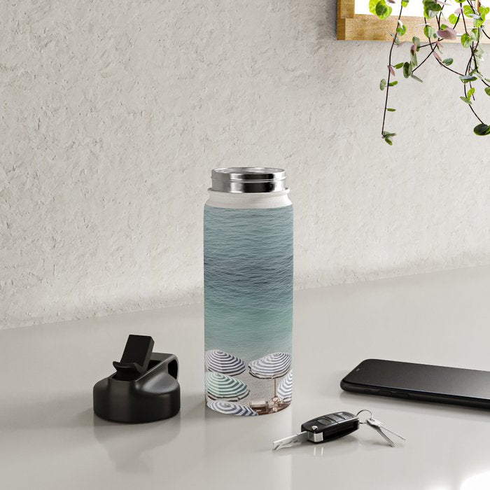 Seaside Patterns - Pastel Umbrella Coastal Print Water Bottle Gallery Image 4