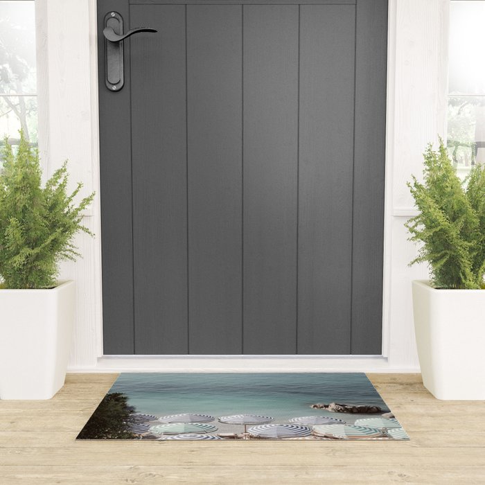 Seaside Patterns - Pastel Umbrella Coastal Print Welcome Mat Gallery Image 3