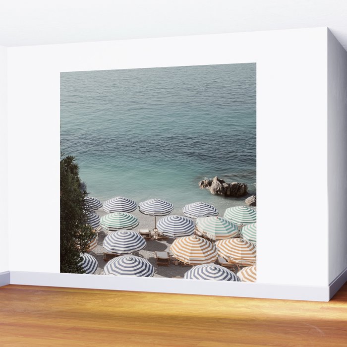 Seaside Patterns - Pastel Umbrella Coastal Print Wall Mural Gallery Image 2