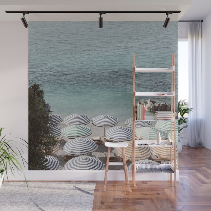 Seaside Patterns - Pastel Umbrella Coastal Print Wall Mural Gallery Image 1