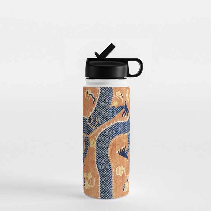 Ningxia Blue Dragon Chinese Pillar Antique Rug Print Water Bottle Gallery Image 1