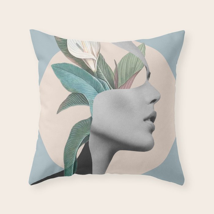 Floral Portrait /collage Throw Pillow Gallery Image 1