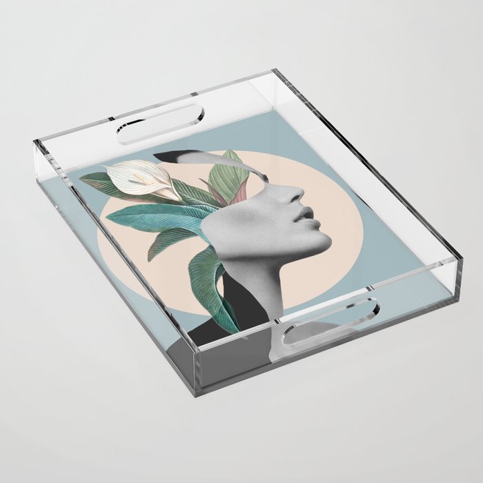 Floral Portrait /collage Acrylic Tray Gallery Image 1