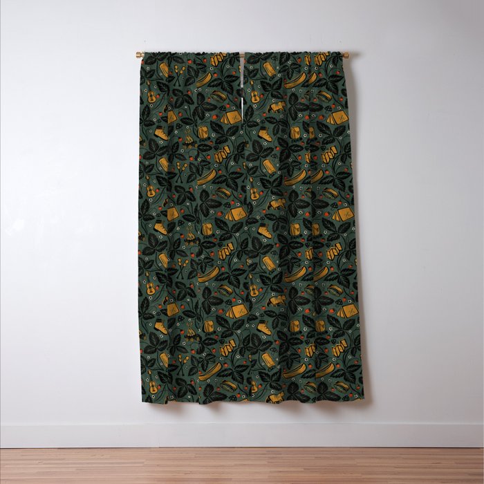 Summer Camping - Forest Green Window Curtain Gallery Image 3