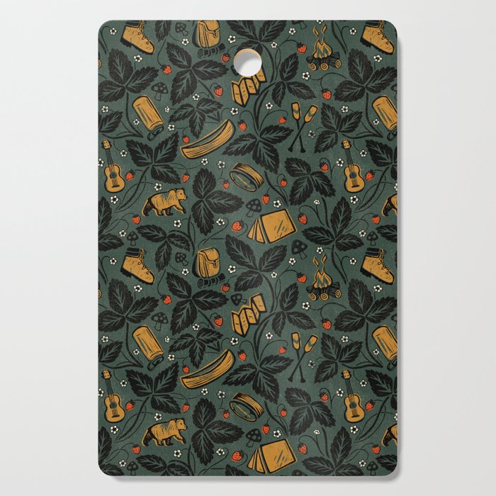 Summer Camping - Forest Green Cutting Board Gallery Image 1