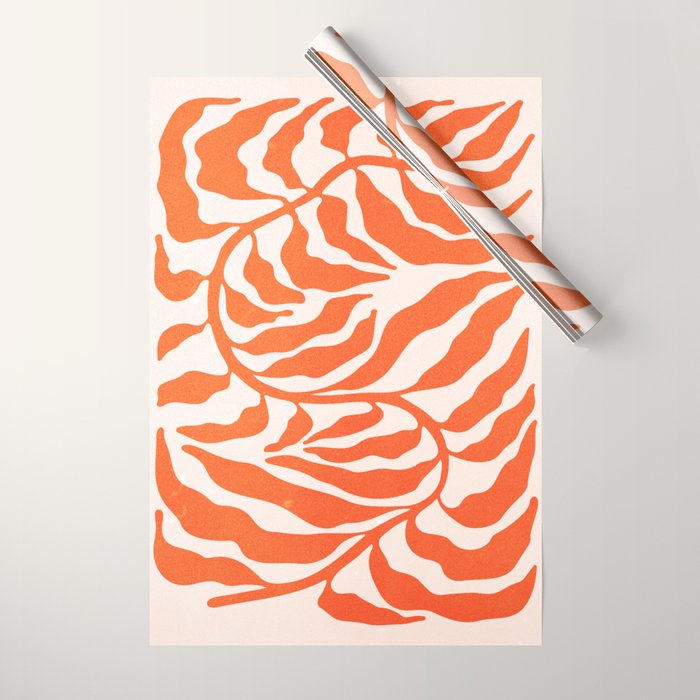 Funky Fern: Orange Peach Edition Wrapping Paper Gallery Image 1