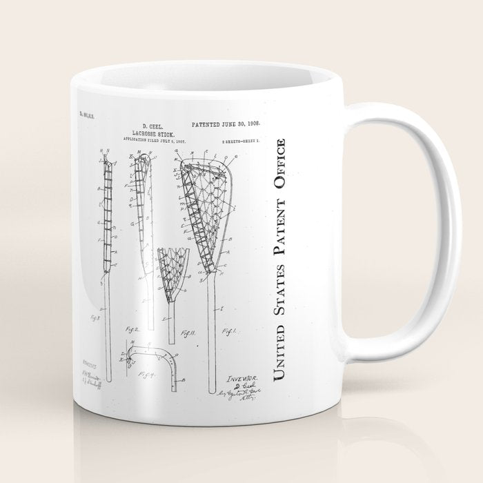 Lacrosse Stick Patent - Lacrosse Player Art - Antique Coffee Mug Gallery Image 1