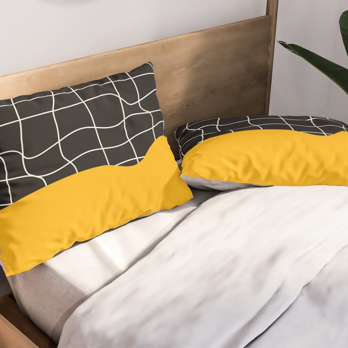 Sunkissed Gold | Warp Grid: Midnight Black Edition Pillow Sham Gallery Image 2