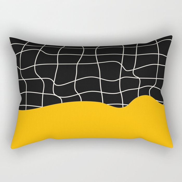 Sunkissed Gold | Warp Grid: Midnight Black Edition Rectangular Pillow Gallery Image 1