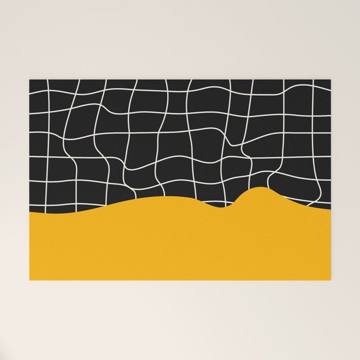 Sunkissed Gold | Warp Grid: Midnight Black Edition Welcome Mat Gallery Image 1