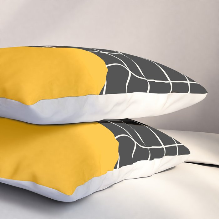 Sunkissed Gold | Warp Grid: Midnight Black Edition Pillow Sham Gallery Image 3