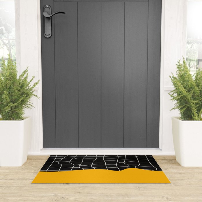 Sunkissed Gold | Warp Grid: Midnight Black Edition Welcome Mat Gallery Image 3