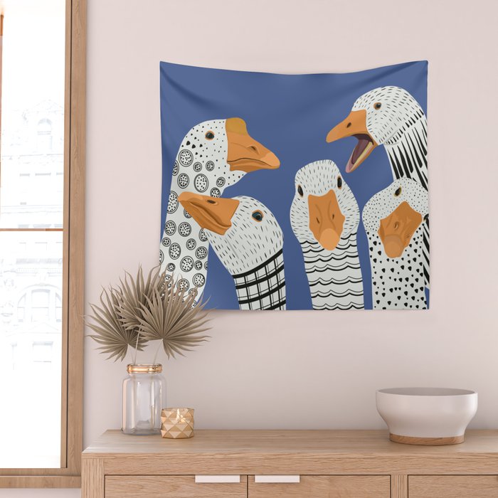 Cute Geese Wall Tapestry Gallery Image 2