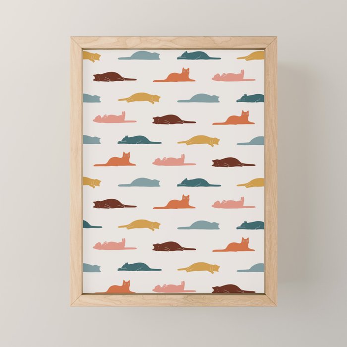 Lazy Cat Pattern Mini Art Print Gallery Image 1