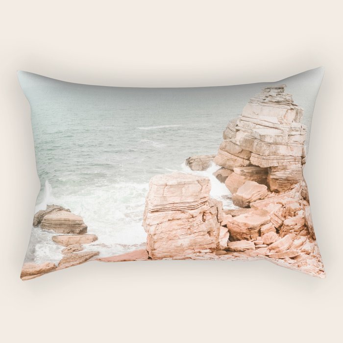 Rocky Coastline Beach View - Ocean Print - Sea - Travel photography by Ingrid Beddoes Rectangular Pillow Gallery Image 2