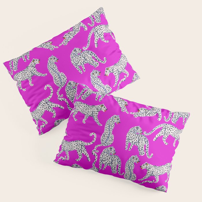 Abstract white leopards with red lips Pillow Sham Gallery Image 1