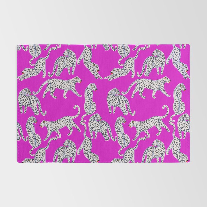 Abstract white leopards with red lips Rug Gallery Image 2