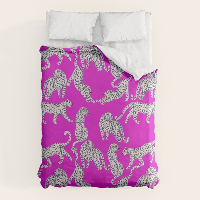 Abstract white leopards with red lips Duvet Cover Gallery Image 6