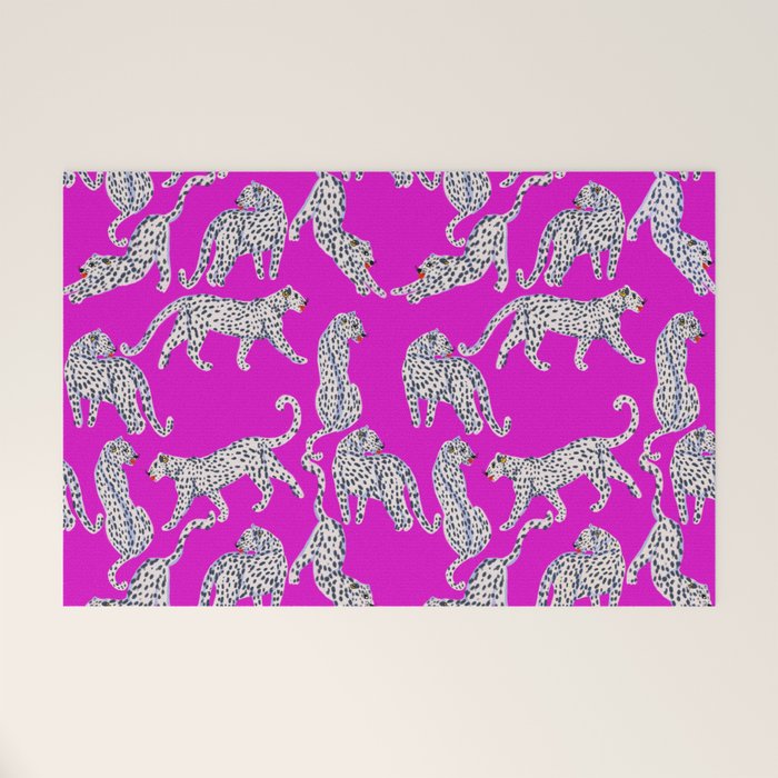 Abstract white leopards with red lips Welcome Mat Gallery Image 1