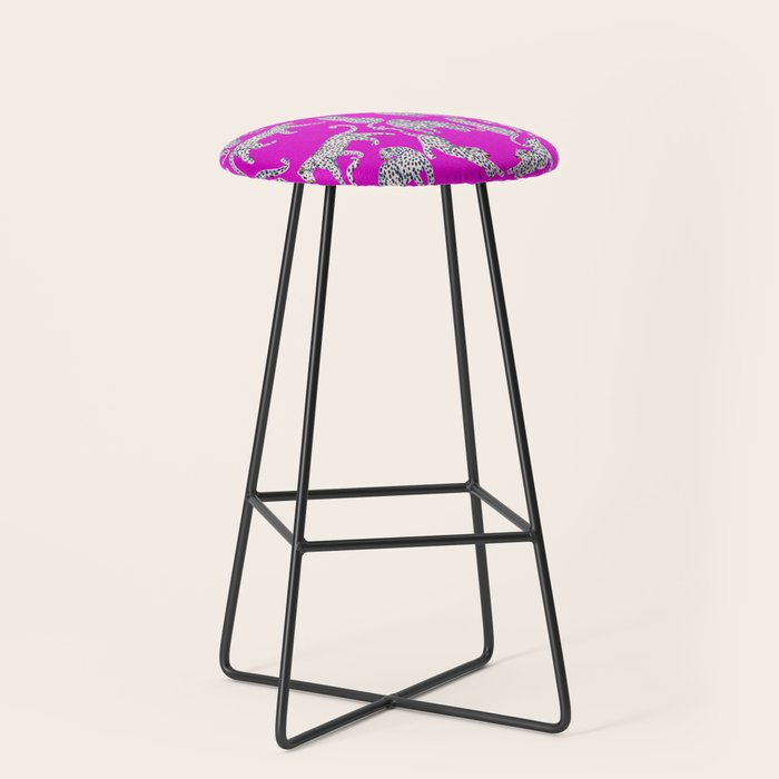 Abstract white leopards with red lips Stool Gallery Image 1