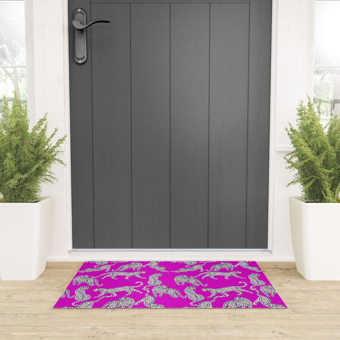 Abstract white leopards with red lips Welcome Mat Gallery Image 3