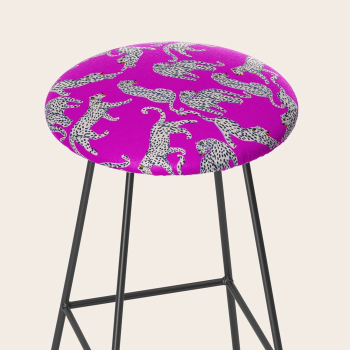 Abstract white leopards with red lips Stool Gallery Image 2