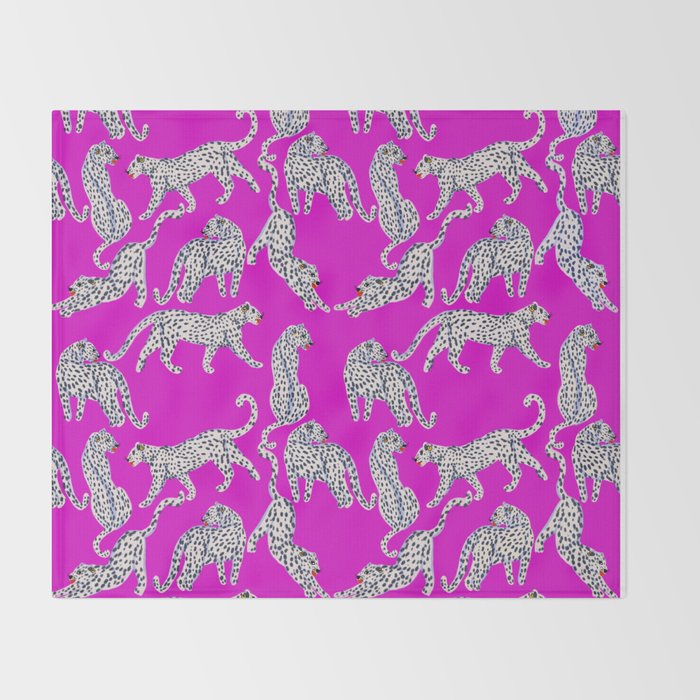 Abstract white leopards with red lips Throw Blanket Gallery Image 2