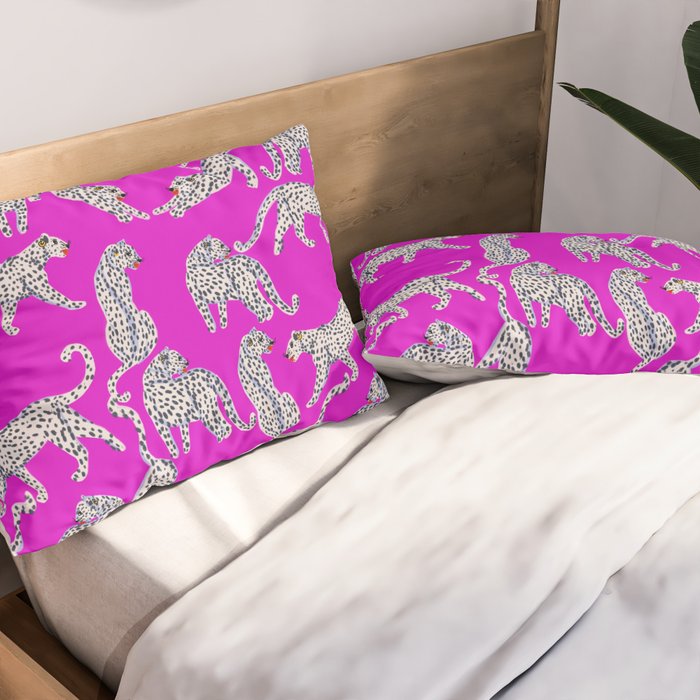 Abstract white leopards with red lips Pillow Sham Gallery Image 2