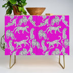 Abstract white leopards with red lips Credenza Gallery Image 1