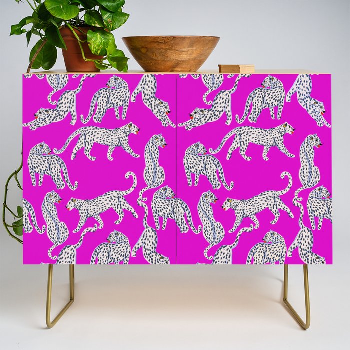 Abstract white leopards with red lips Credenza Gallery Image 1
