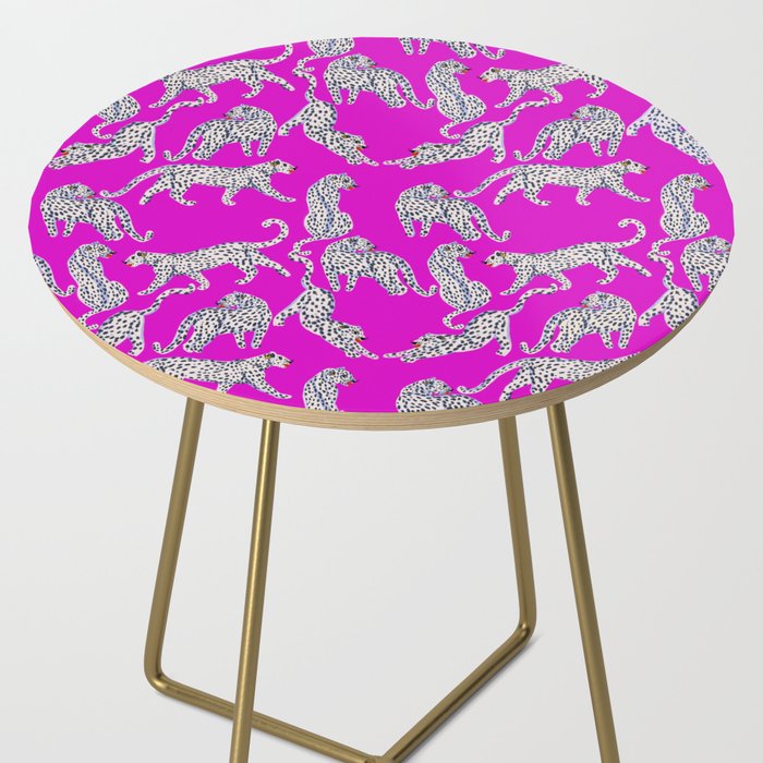Abstract white leopards with red lips Side Table Gallery Image 2