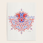 Sacred Lotus Mandala - Red & Blue Palette Poster Gallery Image 4