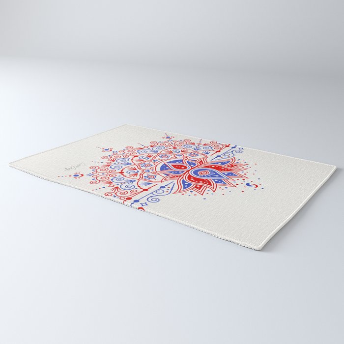 Sacred Lotus Mandala - Red & Blue Palette Rug Gallery Image 3