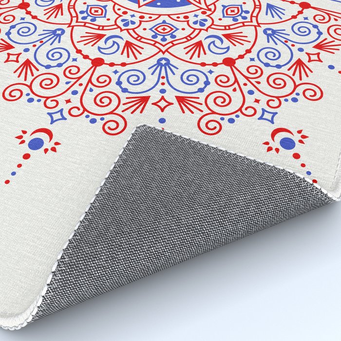 Sacred Lotus Mandala - Red & Blue Palette Rug Gallery Image 4
