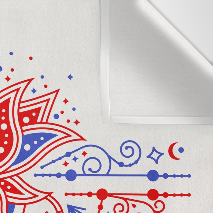 Sacred Lotus Mandala - Red & Blue Palette Wall Tapestry Gallery Image 3
