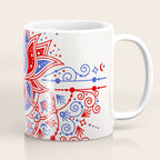 Sacred Lotus Mandala - Red & Blue Palette Coffee Mug Gallery Image 1