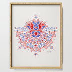 Sacred Lotus Mandala - Red & Blue Palette Serving Tray Gallery Image 1